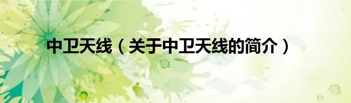 中卫天线（关于中卫天线的简介）