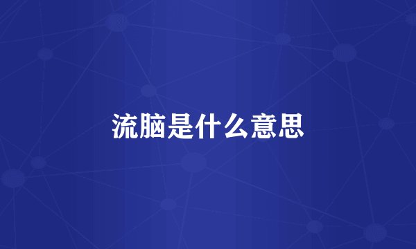 流脑是什么意思
