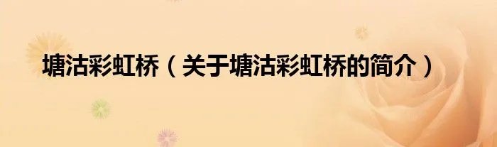 塘沽彩虹桥（关于塘沽彩虹桥的简介）