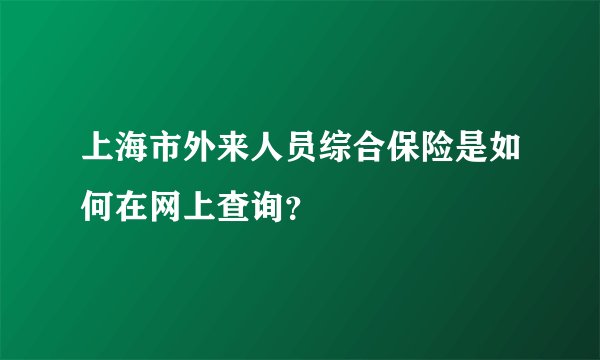 上海市外来人员综合保险是如何在网上查询？