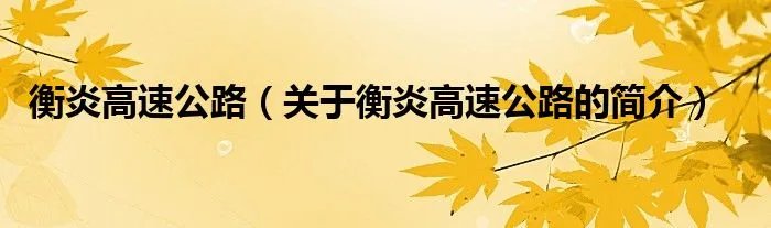 衡炎高速公路（关于衡炎高速公路的简介）