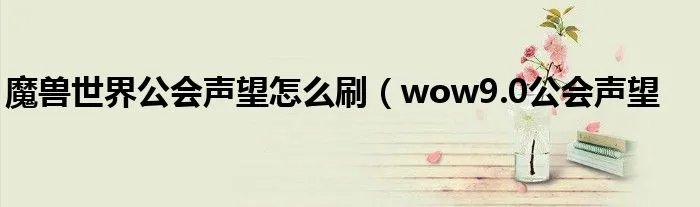 魔兽世界公会声望怎么刷（wow9.0公会声望