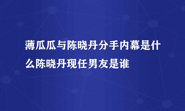 薄瓜瓜与陈晓丹分手内幕是什么陈晓丹现任男友是谁