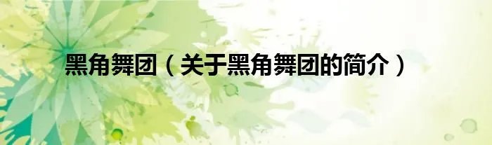 黑角舞团（关于黑角舞团的简介）
