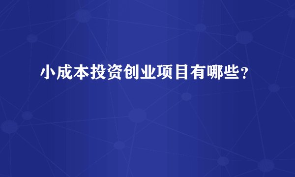 小成本投资创业项目有哪些？