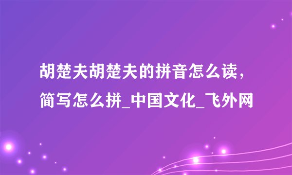 胡楚夫胡楚夫的拼音怎么读，简写怎么拼_中国文化_飞外网
