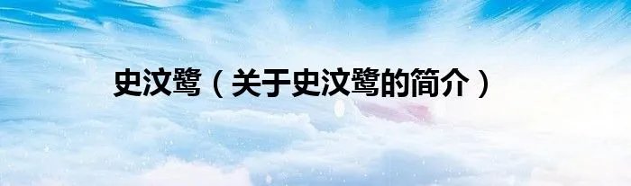 史汶鹭（关于史汶鹭的简介）