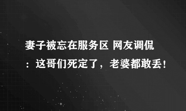 妻子被忘在服务区 网友调侃：这哥们死定了，老婆都敢丢！