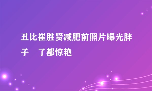 丑比崔胜贤减肥前照片曝光胖子廋了都惊艳