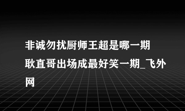 非诚勿扰厨师王超是哪一期 耿直哥出场成最好笑一期_飞外网