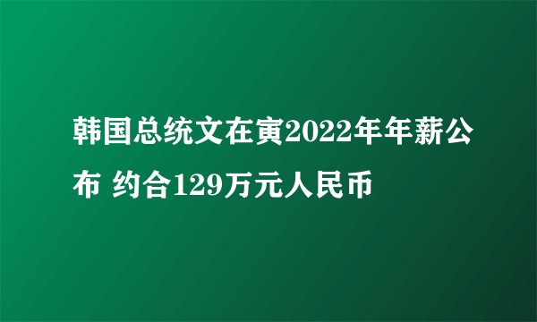 韩国总统文在寅2022年年薪公布 约合129万元人民币