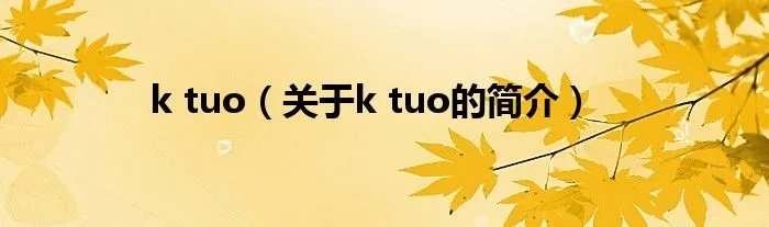 k tuo（关于k tuo的简介）
