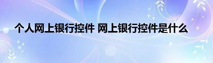 个人网上银行控件 网上银行控件是什么