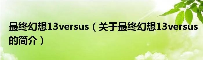 最终幻想13versus（关于最终幻想13versus的简介）