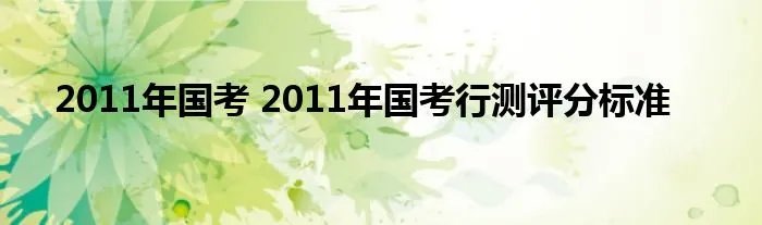 2011年国考 2011年国考行测评分标准