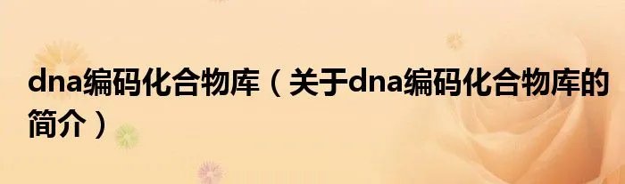 dna编码化合物库（关于dna编码化合物库的简介）