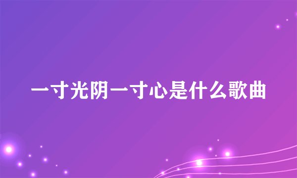一寸光阴一寸心是什么歌曲