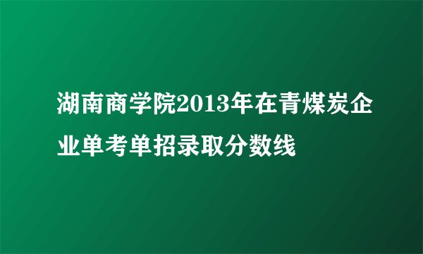 湖南商学院2013年在青煤炭企业单考单招录取分数线