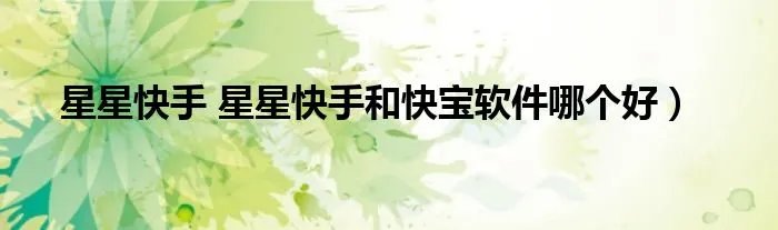 星星快手 星星快手和快宝软件哪个好）