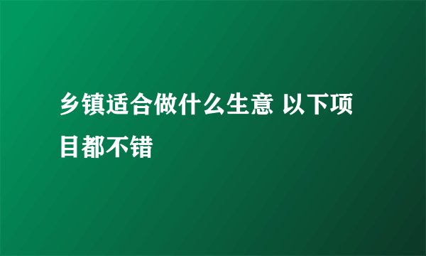 乡镇适合做什么生意 以下项目都不错