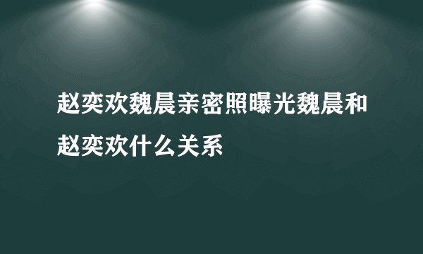 赵奕欢魏晨亲密照曝光魏晨和赵奕欢什么关系