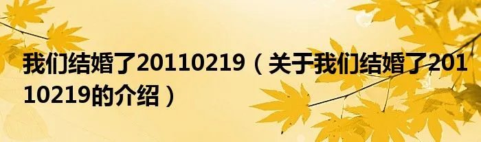 我们结婚了20110219（关于我们结婚了20110219的介绍）