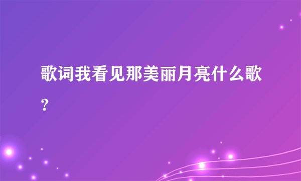 歌词我看见那美丽月亮什么歌?