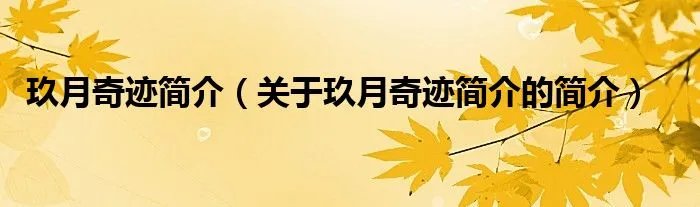 玖月奇迹简介（关于玖月奇迹简介的简介）