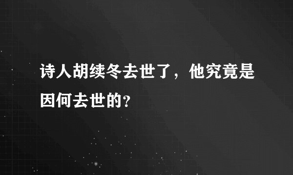 诗人胡续冬去世了,他究竟是因何去世的?