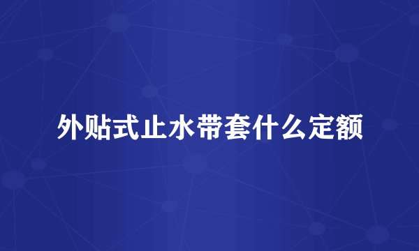 外贴式止水带套什么定额