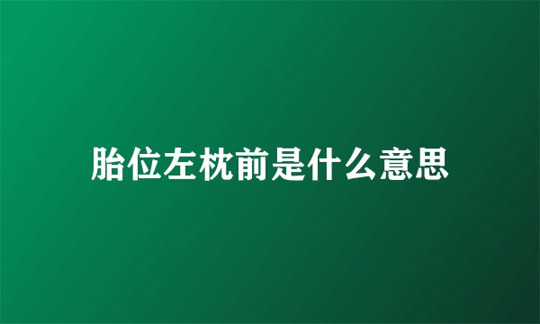 胎位左枕前是什么意思