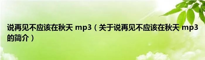 说再见不应该在秋天 mp3（关于说再见不应该在秋天 mp3的简介）