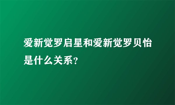 爱新觉罗启星和爱新觉罗贝怡是什么关系?