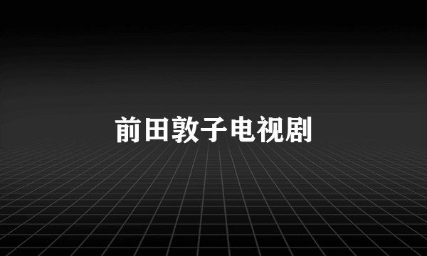 前田敦子电视剧