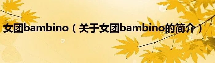 女团bambino（关于女团bambino的简介）