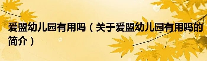爱盟幼儿园有用吗（关于爱盟幼儿园有用吗的简介）