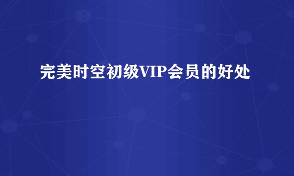 完美时空初级VIP会员的好处