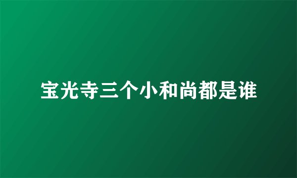 宝光寺三个小和尚都是谁