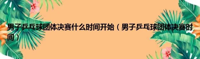 男子乒乓球团体决赛什么时间开始(男子乒乓球团体决赛时间)