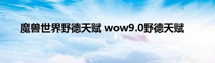 魔兽世界野德天赋 wow9.0野德天赋