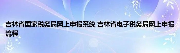 吉林省国家税务局网上申报系统 吉林省电子税务局网上申报流程