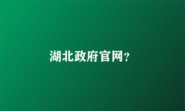 湖北政府官网？