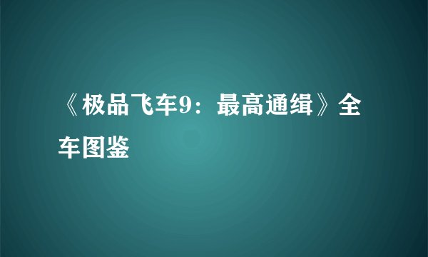《极品飞车9：最高通缉》全车图鉴