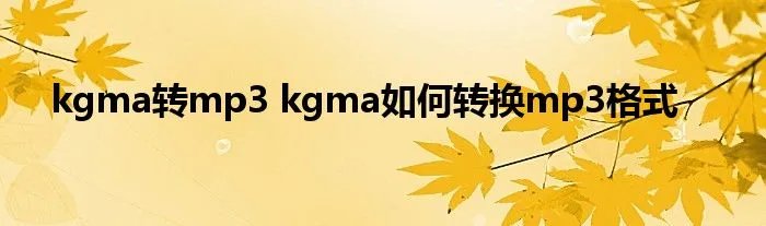 kgma转mp3 kgma如何转换mp3格式
