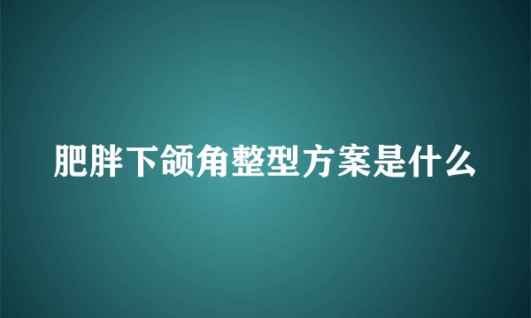 肥胖下颌角整型方案是什么