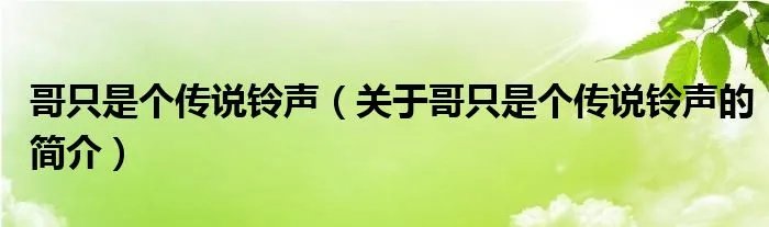 哥只是个传说铃声（关于哥只是个传说铃声的简介）