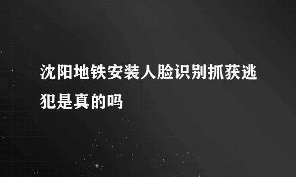 沈阳地铁安装人脸识别抓获逃犯是真的吗