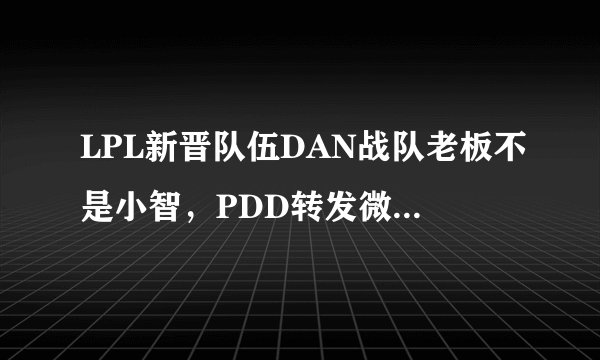LPL新晋队伍DAN战队老板不是小智，PDD转发微博为了打某人的脸