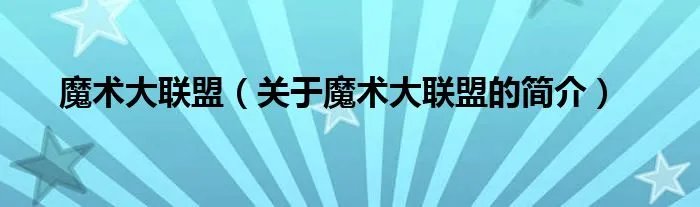 魔术大联盟（关于魔术大联盟的简介）