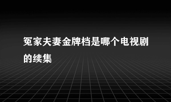 冤家夫妻金牌档是哪个电视剧的续集